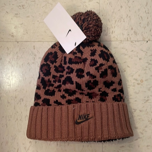 Nike Accessories - Nike leopard fur beanie NWT